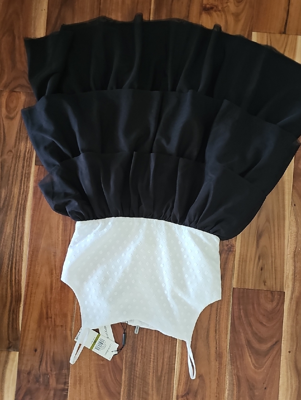 Calvin Klein Black & White Ruffle Tiered Camisole Dress